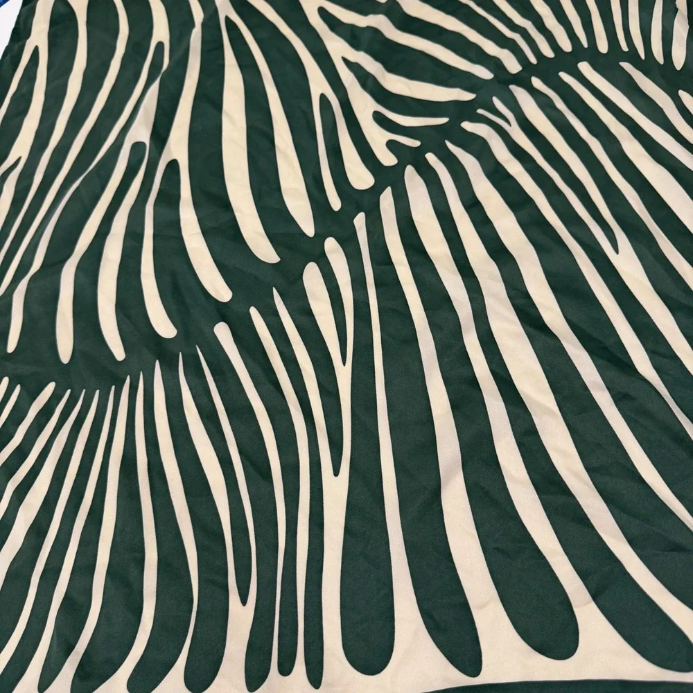 & Other Stories Forest Green Cream Abstract Zebra Print Square Scarf 25x25